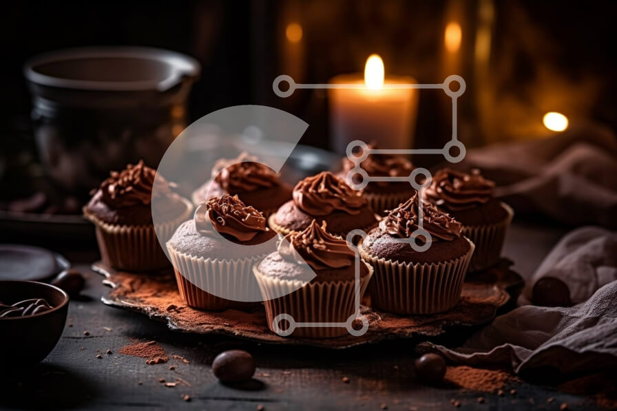 Σετ των 2 Intra Συλλεκτικό Ξύλινο Παζλ Plywood  4mm - Decadent Cupcakes σοκολάτας με παγωτό και ένα αναμμένο κερί Σε Ξύλινο Κουτί - Διαστάσεις: 10x10 cm – 25 κομμάτια