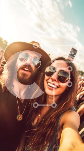 Intra Συλλεκτικό Ξύλινο Παζλ Plywood  4mm - Ομάδα φίλων που βγάζουν selfie σε ένα μουσικό φεστιβάλ Σε Ξύλινο Κουτί - Διαστάσεις Puzzle: 10x10 cm – 25 κομμάτια