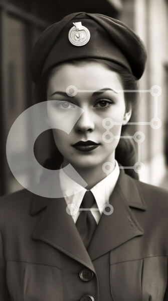 Intra Συλλεκτικό Ξύλινο Παζλ Plywood  4mm - Σοβαρό πορτρέτο γυναίκας στρατιώτη με στρατιωτική στολή Σε Ξύλινο Κουτί - Διαστάσεις Puzzle: 10x10 cm – 25 κομμάτια