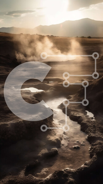 Σετ των 2 Intra Συλλεκτικό Ξύλινο Παζλ Plywood  4mm - Ομιχλώδης θερμή πηγή σε ένα έρημο βραχώδες τοπίο Σε Ξύλινο Κουτί - Διαστάσεις: 10x10 cm – 25 κομμάτια