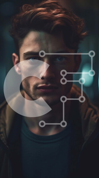 Intra Συλλεκτικό Ξύλινο Παζλ Plywood  4mm - Σοβαρό πορτρέτο ενός νεαρού άνδρα με καστανά μαλλιά και μπλε μάτια Σε Ξύλινο Κουτί - Διαστάσεις Puzzle: 10x10 cm – 25 κομμάτια