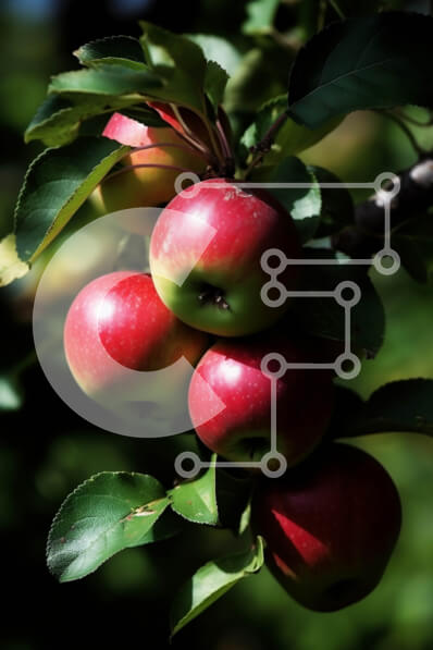 Σετ των 2 Intra Συλλεκτικό Ξύλινο Παζλ Plywood  4mm - Όμορφη εικόνα των φρέσκων κόκκινων μήλων σε ένα κλαδί δέντρου Σε Ξύλινο Κουτί - Διαστάσεις: 10x10 cm – 25 κομμάτια