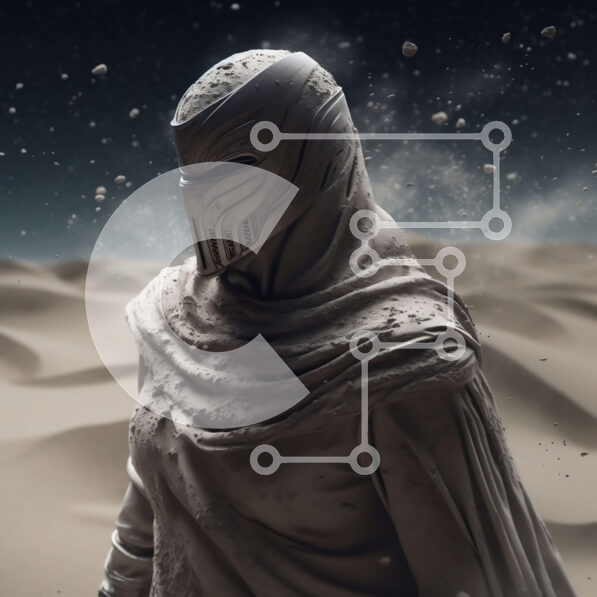 Intra Συλλεκτικό Ξύλινο Παζλ Plywood  4mm - Άτομο με λευκή ρόμπα που στέκεται στην έρημο με τους αμμόλοφους στο φόντο Σε Ξύλινο Κουτί - Διαστάσεις Puzzle: 10x10 cm – 25 κομμάτια