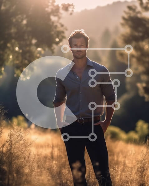 Σετ των 2 Intra Συλλεκτικό Ξύλινο Παζλ Plywood  4mm - Επίσημος άνδρας που στέκεται σε ένα χωράφι με όμορφα δέντρα στο φόντο Σε Ξύλινο Κουτί - Διαστάσεις: 10x10 cm – 25 κομμάτια