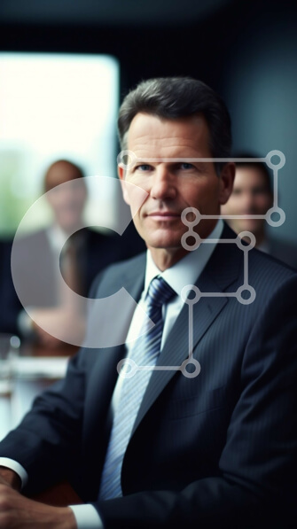 Intra Συλλεκτικό Ξύλινο Παζλ Plywood  4mm - Σοβαρός επιχειρηματίας στο τραπέζι της αίθουσας συνεδριάσεων Σε Ξύλινο Κουτί - Διαστάσεις Puzzle: 10x10 cm – 25 κομμάτια