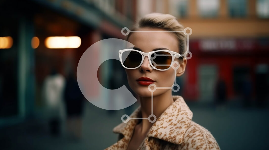 Intra Συλλεκτικό Ξύλινο Παζλ Plywood  4mm - Κομψή γυναίκα με μπουφάν λεοπάρ στάμπα στο City Street στο σούρουπο Σε Ξύλινο Κουτί - Διαστάσεις Puzzle: 10x10 cm – 25 κομμάτια