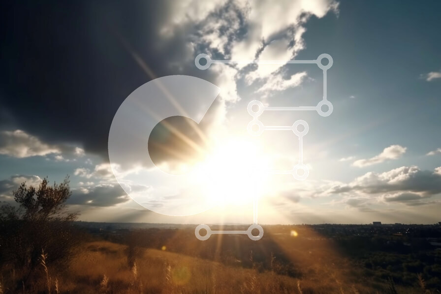 Intra Συλλεκτικό Ξύλινο Παζλ Plywood  4mm - Όμορφο τοπίο με ήλιο που λάμπει μέσα από σύννεφα πάνω από χωράφια και δέντρα Σε Ξύλινο Κουτί - Διαστάσεις: 10x10 cm – 25 κομμάτια