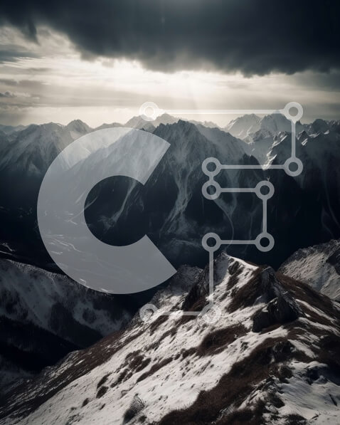 Intra Συλλεκτικό Ξύλινο Παζλ Plywood  4mm - Όμορφη εικόνα της χιονισμένης οροσειράς με τα σκοτεινά σύννεφα στο φόντο Σε Ξύλινο Κουτί - Διαστάσεις: 10x10 cm – 25 κομμάτια