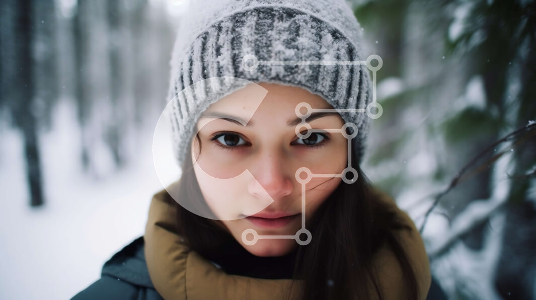 Intra Συλλεκτικό Ξύλινο Παζλ Plywood  4mm - Όμορφη εικόνα μιας νεαρής γυναίκας στο χιόνι με την Beanie και το κασκόλ Σε Ξύλινο Κουτί - Διαστάσεις Puzzle: 10x10 cm – 25 κομμάτια