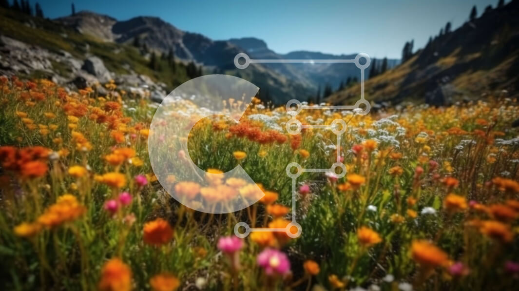 Intra Συλλεκτικό Ξύλινο Παζλ Plywood  4mm - Λιβάδι αγριολούλουδων με βουνά στο φόντο Σε Ξύλινο Κουτί - Διαστάσεις: 10x10 cm – 25 κομμάτια