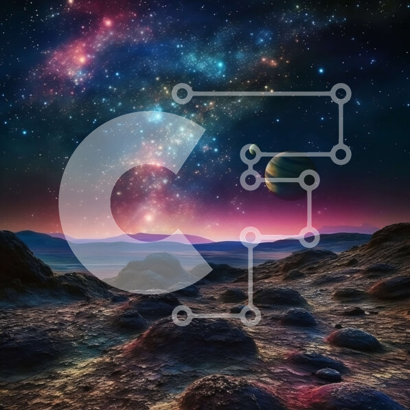 Intra Συλλεκτικό Ξύλινο Παζλ Plywood  4mm - Όμορφη εικόνα ενός πολύχρωμου νυχτερινού ουρανού με αστέρια και πλανήτες πάνω από βραχώδες έδαφος Σε Ξύλινο Κουτί - Διαστάσεις: 10x10 cm – 25 κομμάτια