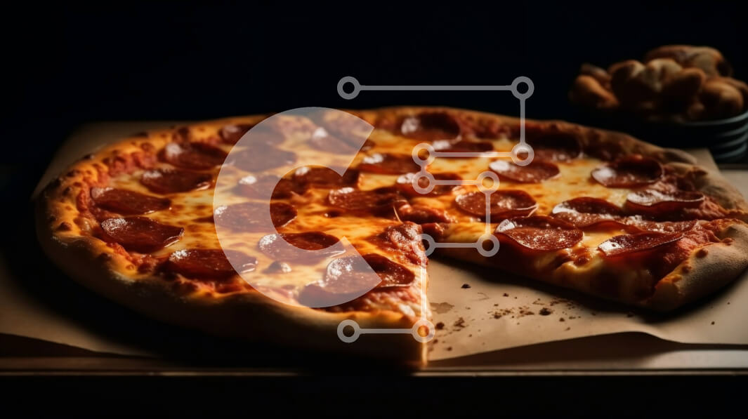 Σετ των 2 Intra Συλλεκτικό Ξύλινο Παζλ Plywood  4mm - Νόστιμη πίτσα Pepperoni σε ξύλινη επιφάνεια Σε Ξύλινο Κουτί - Διαστάσεις: 10x10 cm – 25 κομμάτια