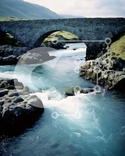 Intra Συλλεκτικό Ξύλινο Παζλ Plywood  4mm - Γραφική πέτρινη γέφυρα πάνω από ένα ποτάμι στην ύπαιθρο Σε Ξύλινο Κουτί - Διαστάσεις: 10x10 cm – 25 κομμάτια