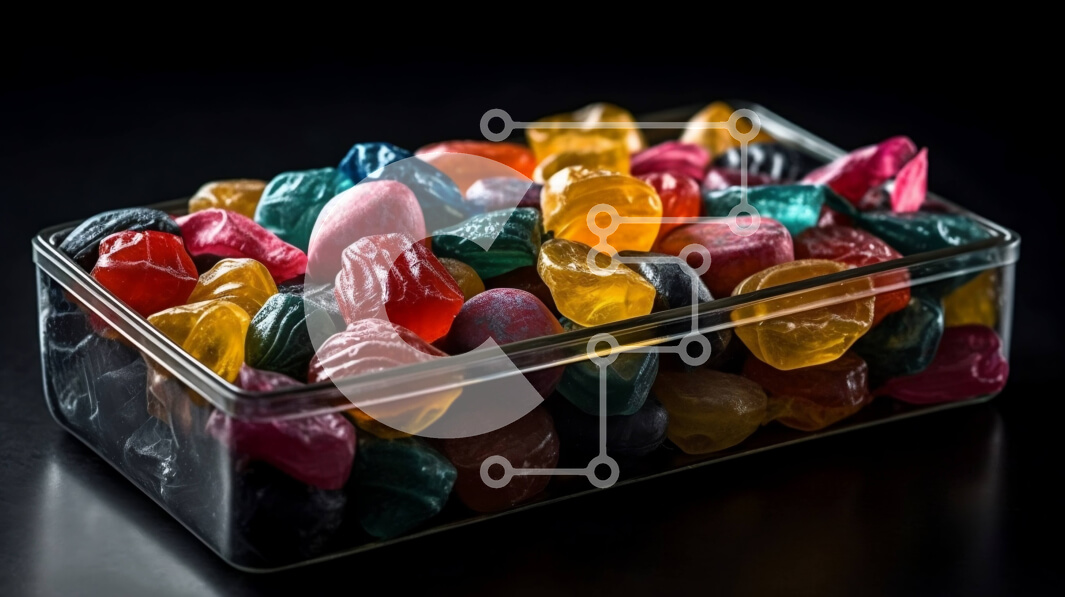 Σετ των 2 Intra Συλλεκτικό Ξύλινο Παζλ Plywood  4mm - Λαχταριστές Ποικιλία Gummy Candies σε διαφανές πλαστικό δοχείο Σε Ξύλινο Κουτί - Διαστάσεις: 10x10 cm – 25 κομμάτια