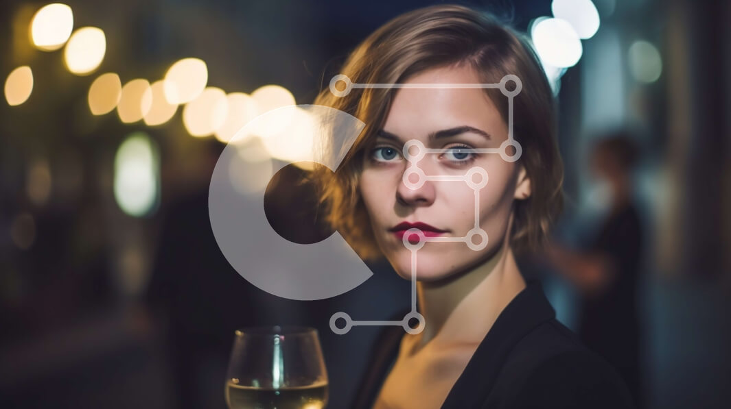 Intra Συλλεκτικό Ξύλινο Παζλ Plywood  4mm - Όμορφη εικόνα μιας νεαρής γυναίκας που απολαμβάνει μια βραδινή έξοδο στην πόλη Σε Ξύλινο Κουτί - Διαστάσεις Puzzle: 10x10 cm – 25 κομμάτια