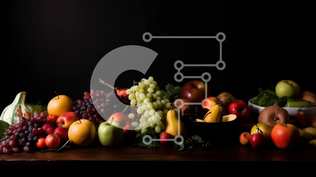 Σετ των 2 Intra Συλλεκτικό Ξύλινο Παζλ Plywood  4mm - Φρέσκα φρούτα και λαχανικά σε ένα τραπέζι Σε Ξύλινο Κουτί - Διαστάσεις: 10x10 cm – 25 κομμάτια