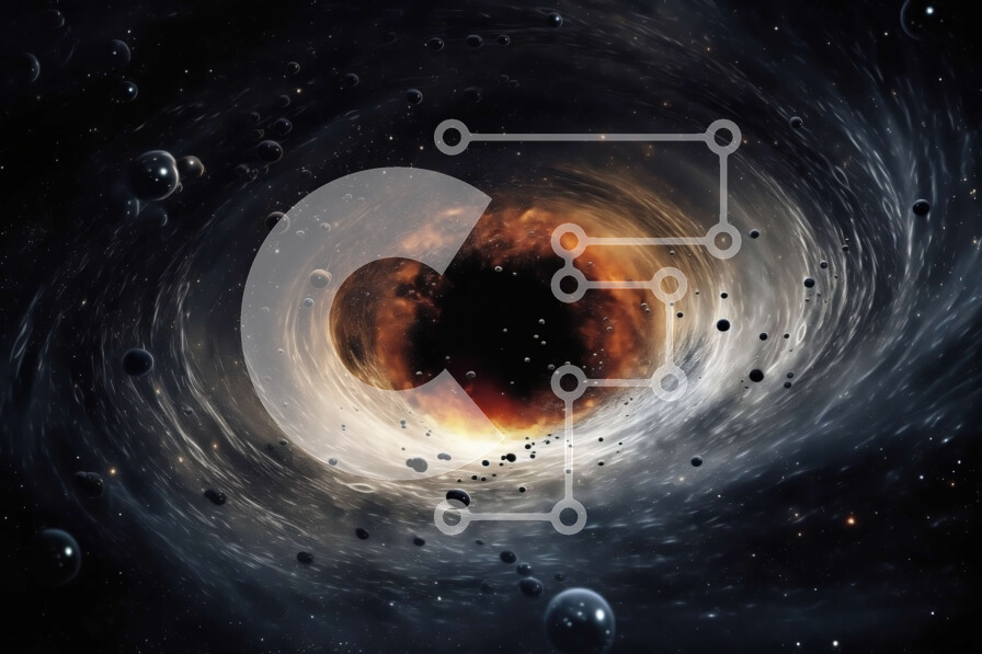 Intra Συλλεκτικό Ξύλινο Παζλ Plywood  4mm - Όμορφη εικόνα μιας μαύρης τρύπας με γύρω αστέρια και γαλαξίες Σε Ξύλινο Κουτί - Διαστάσεις Puzzle: 10x10 cm – 25 κομμάτια