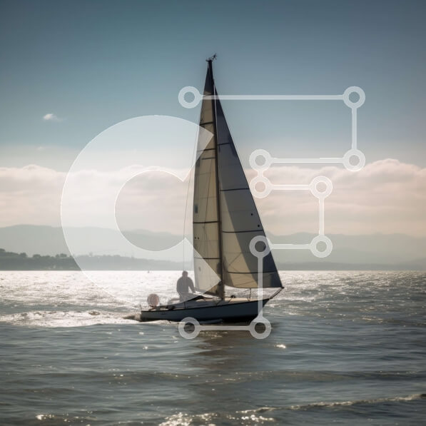 Intra Συλλεκτικό Ξύλινο Παζλ Plywood  4mm - Άνθρωπος που πλέει σε ήρεμη θάλασσα με βουνά στο παρασκήνιο Σε Ξύλινο Κουτί - Διαστάσεις: 10x10 cm – 25 κομμάτια