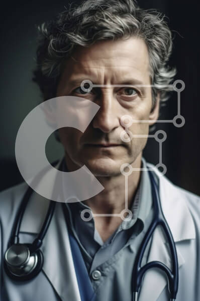 Intra Συλλεκτικό Ξύλινο Παζλ Plywood  4mm - Επαγγελματίας Ιατρός με Στηθοσκόπιο και Σοβαρή Έκφραση Σε Ξύλινο Κουτί - Διαστάσεις Puzzle: 10x10 cm – 25 κομμάτια