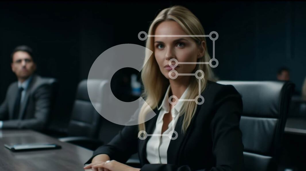 Intra Συλλεκτικό Ξύλινο Παζλ Plywood  4mm - Σοβαρή επαγγελματική συνάντηση με γυναίκα που κοιτάζει την κάμερα Σε Ξύλινο Κουτί - Διαστάσεις Puzzle: 10x10 cm – 25 κομμάτια