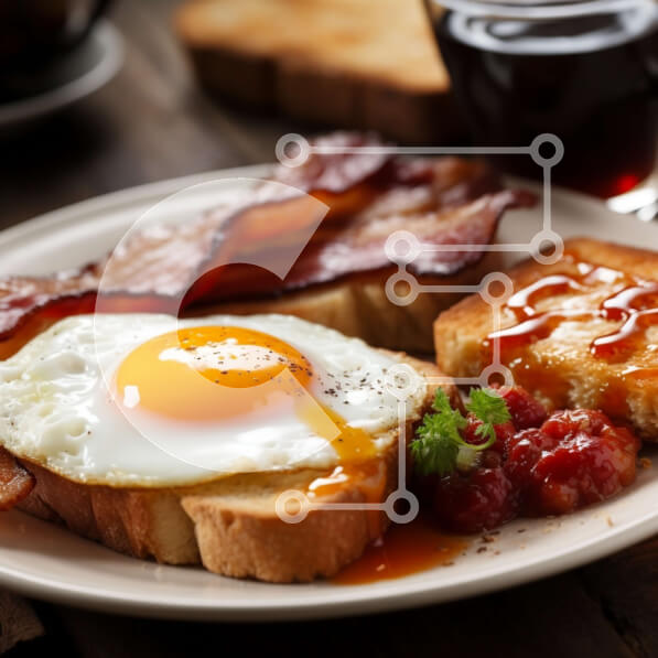 Σετ των 2 Intra Συλλεκτικό Ξύλινο Παζλ Plywood  4mm - Νόστιμο πιάτο πρωινού με τοστ, αυγό και χυμό πορτοκαλιού Σε Ξύλινο Κουτί - Διαστάσεις: 10x10 cm – 25 κομμάτια