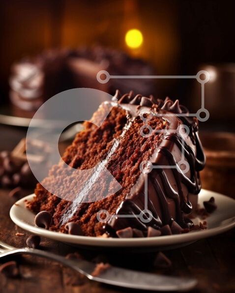 Σετ των 2 Intra Συλλεκτικό Ξύλινο Παζλ Plywood  4mm - Νόστιμο κέικ σοκολάτας με παχύ πάγωμα - Φωτογραφία Αρχείου Σε Ξύλινο Κουτί - Διαστάσεις: 10x10 cm – 25 κομμάτια