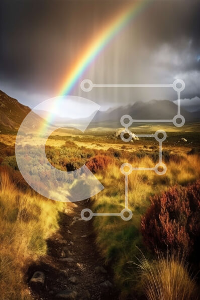 Σετ των 2 Intra Συλλεκτικό Ξύλινο Παζλ Plywood  4mm - Εκπληκτικό τοπίο ουράνιου τόξου με πράσινο και βουνά Σε Ξύλινο Κουτί - Διαστάσεις: 10x10 cm – 25 κομμάτια