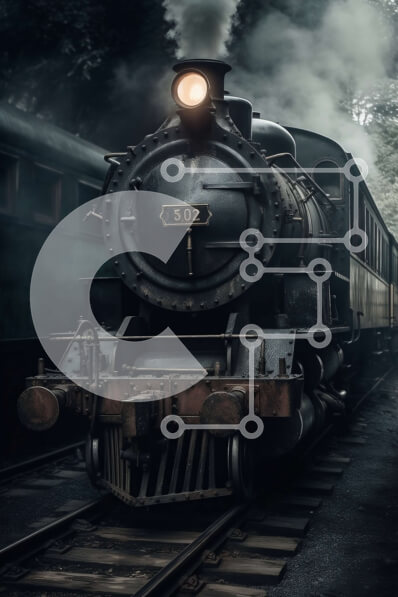 Intra Συλλεκτικό Ξύλινο Παζλ Plywood  4mm - Εκλεκτής ποιότητας τρένο ατμομηχανών στο δάσος Σε Ξύλινο Κουτί - Διαστάσεις Puzzle: 10x10 cm – 25 κομμάτια