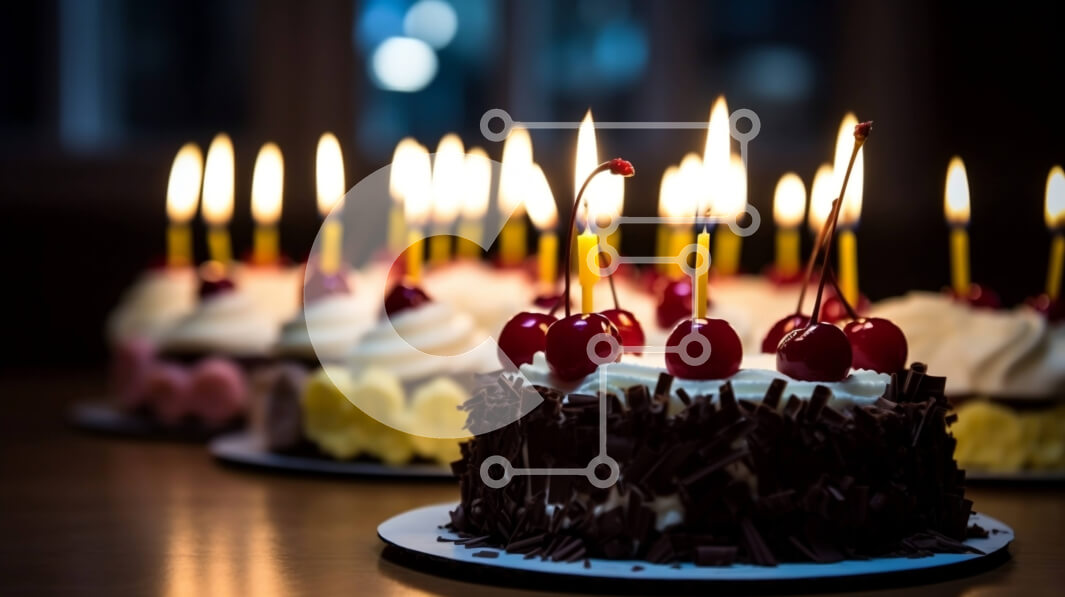 Σετ των 2 Intra Συλλεκτικό Ξύλινο Παζλ Plywood  4mm - Γιορτάζοντας με τούρτες γενεθλίων και κεριά Σε Ξύλινο Κουτί - Διαστάσεις: 10x10 cm – 25 κομμάτια