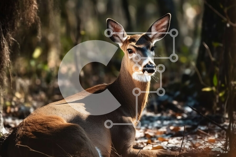 Intra Συλλεκτικό Ξύλινο Παζλ Plywood  4mm - Όμορφη εικόνα ενός ελαφιού με λευκή ουρά σε ένα ξέφωτο δάσους Σε Ξύλινο Κουτί - Διαστάσεις: 10x10 cm – 25 κομμάτια