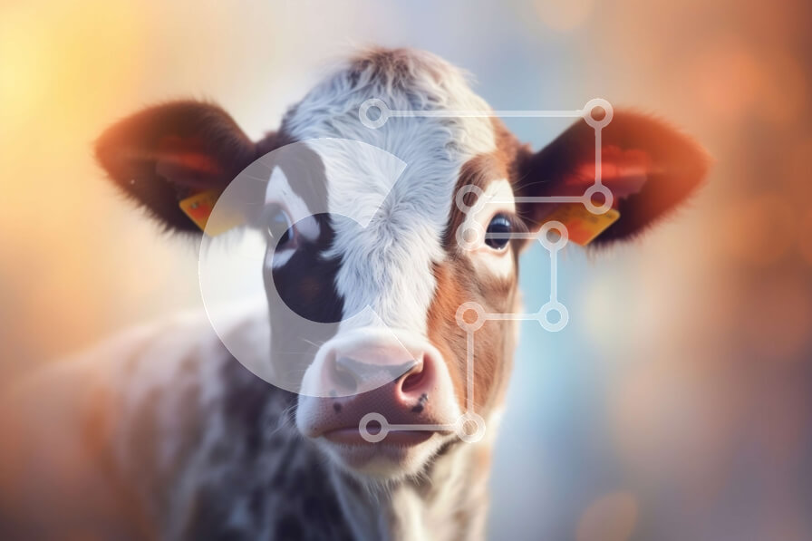 Σετ των 2 Intra Συλλεκτικό Ξύλινο Παζλ Plywood  4mm - Κοντινό πλάνο του προσώπου της αγελάδας με καφέ και λευκές κηλίδες Σε Ξύλινο Κουτί - Διαστάσεις: 10x10 cm – 25 κομμάτια