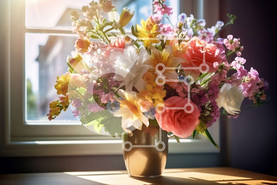 Intra Συλλεκτικό Ξύλινο Παζλ Plywood  4mm - Όμορφη εικόνα με πολύχρωμα λουλούδια σε ένα βάζο σε ένα ξύλινο τραπέζι Σε Ξύλινο Κουτί - Διαστάσεις: 10x10 cm – 25 κομμάτια