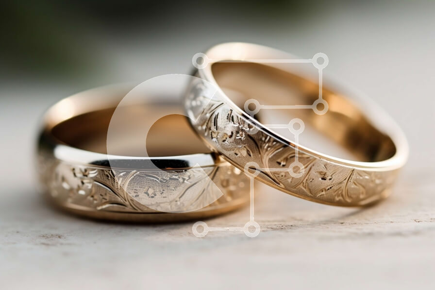 Intra Συλλεκτικό Ξύλινο Παζλ Plywood  4mm - Κομψές χρυσές βέρες με υπέροχα φλοράλ χαρακτικά Σε Ξύλινο Κουτί - Διαστάσεις Puzzle: 10x10 cm – 25 κομμάτια