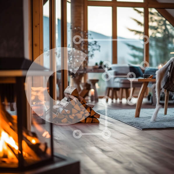 Intra Συλλεκτικό Ξύλινο Παζλ Plywood  4mm - Φιλόξενο σαλόνι με τζάκι και ζεστές πινελιές από ξύλο Σε Ξύλινο Κουτί - Διαστάσεις Puzzle: 10x10 cm – 25 κομμάτια