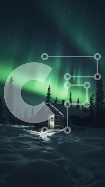 Σετ των 2 Intra Συλλεκτικό Ξύλινο Παζλ Plywood  4mm - Όμορφη εικόνα μιας καμπίνας στο δάσος με τη Aurora Borealis Σε Ξύλινο Κουτί - Διαστάσεις: 10x10 cm – 25 κομμάτια