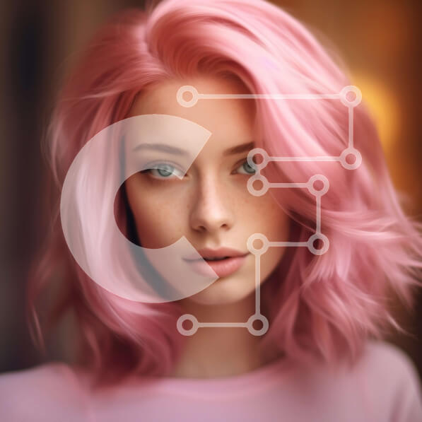 Σετ των 2 Intra Συλλεκτικό Ξύλινο Παζλ Plywood  4mm - Εκπληκτική εικόνα μιας γυναίκας με ροζ μαλλιά και μπλε μάτια Σε Ξύλινο Κουτί - Διαστάσεις: 10x10 cm – 25 κομμάτια