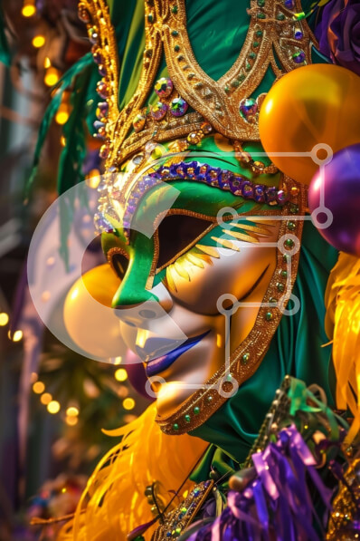 Intra Συλλεκτικό Ξύλινο Παζλ Plywood  4mm - Πολύχρωμη μάσκα Mardi Gras Masquerade με φτερά και χάντρες Σε Ξύλινο Κουτί - Διαστάσεις: 10x10 cm – 25 κομμάτια