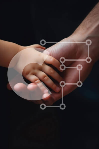 Intra Συλλεκτικό Ξύλινο Παζλ Plywood  4mm - Άνδρας και παιδί κρατώντας τα χέρια στο σκοτάδι Σε Ξύλινο Κουτί - Διαστάσεις Puzzle: 10x10 cm – 25 κομμάτια