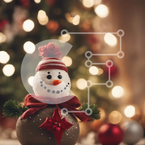 Intra Συλλεκτικό Ξύλινο Παζλ Plywood  4mm - Ειδώλιο χιονάνθρωπου μπροστά από το στολισμένο χριστουγεννιάτικο δέντρο Σε Ξύλινο Κουτί - Διαστάσεις: 10x10 cm – 25 κομμάτια