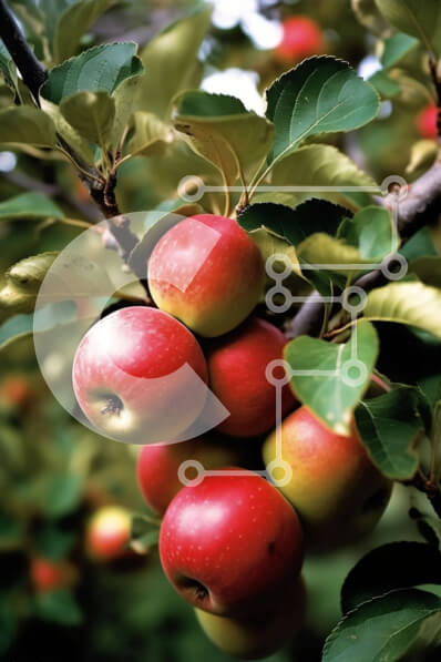 Σετ των 2 Intra Συλλεκτικό Ξύλινο Παζλ Plywood  4mm - Όμορφη εικόνα των κόκκινων μήλων που κρέμονται από ένα κλαδί δέντρου Σε Ξύλινο Κουτί - Διαστάσεις: 10x10 cm – 25 κομμάτια