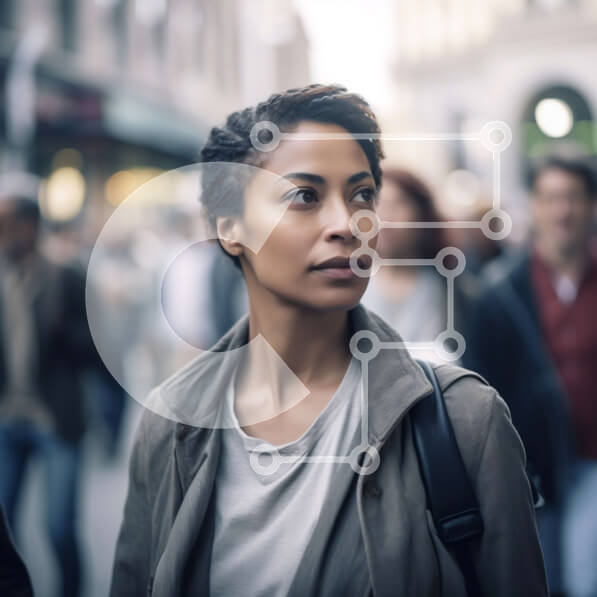 Intra Συλλεκτικό Ξύλινο Παζλ Plywood  4mm - Άνετα ντυμένοι άνθρωποι που περπατούν στην πολυσύχναστη οδό της πόλης Σε Ξύλινο Κουτί - Διαστάσεις Puzzle: 10x10 cm – 25 κομμάτια