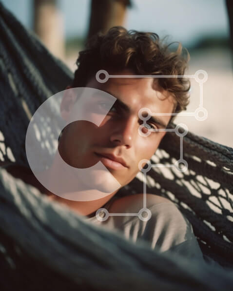 Intra Συλλεκτικό Ξύλινο Παζλ Plywood  4mm - Χαλαρός άνδρας στην αιώρα στην παραλία Σε Ξύλινο Κουτί - Διαστάσεις: 10x10 cm – 25 κομμάτια