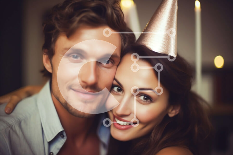 Intra Συλλεκτικό Ξύλινο Παζλ Plywood  4mm - Ευτυχισμένο ζευγάρι στο πάρτι γενεθλίων Σε Ξύλινο Κουτί - Διαστάσεις Puzzle: 10x10 cm – 25 κομμάτια