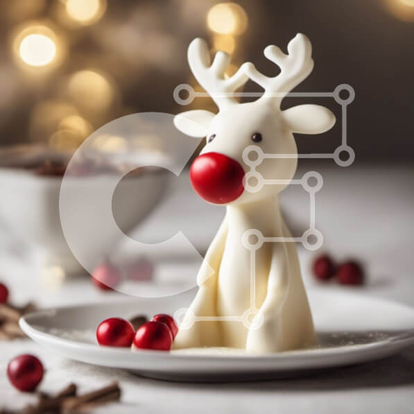 Intra Συλλεκτικό Ξύλινο Παζλ Plywood  4mm - Ειδώλιο λευκού τάρανδου σε κενό πιάτο με κόκκινα μούρα Σε Ξύλινο Κουτί - Διαστάσεις: 10x10 cm – 25 κομμάτια