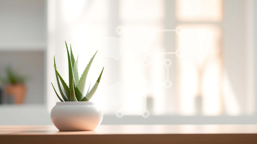 Intra Συλλεκτικό Ξύλινο Παζλ Plywood  4mm - Λευκό φυτό αλόης σε γλάστρα σε ένα τραπέζι μπροστά από ένα παράθυρο Σε Ξύλινο Κουτί - Διαστάσεις: 10x10 cm – 25 κομμάτια