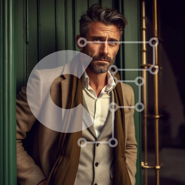 Intra Συλλεκτικό Ξύλινο Παζλ Plywood  4mm - Κομψός άνδρας με κοστούμι και κασκόλ πόζες από την Green Door Σε Ξύλινο Κουτί - Διαστάσεις Puzzle: 10x10 cm – 25 κομμάτια