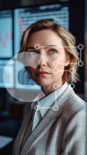 Intra Συλλεκτικό Ξύλινο Παζλ Plywood  4mm - Γυναίκα που αναλύει οικονομικά δεδομένα σε πολλαπλές οθόνες Σε Ξύλινο Κουτί - Διαστάσεις Puzzle: 10x10 cm – 25 κομμάτια