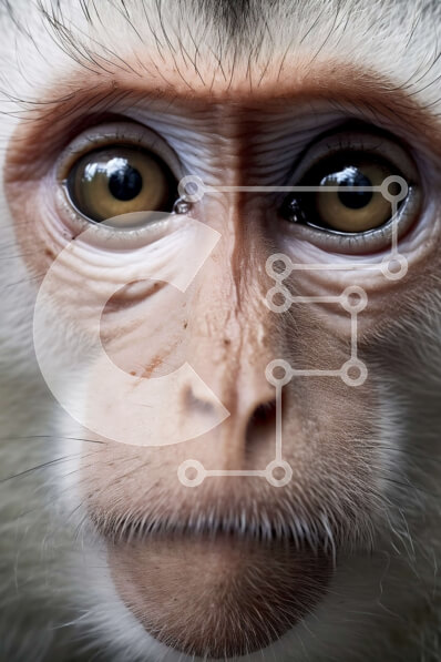 Σετ των 2 Intra Συλλεκτικό Ξύλινο Παζλ Plywood  4mm - Εκπληκτική κοντινή λήψη ενός ασπροπρόσωπου πιθήκου με μια σοβαρή έκφραση Σε Ξύλινο Κουτί - Διαστάσεις: 10x10 cm – 25 κομμάτια