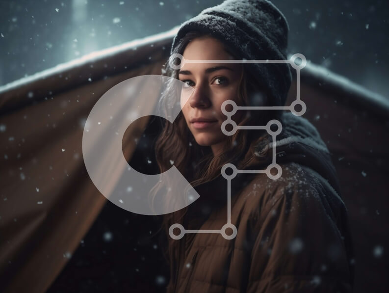 Intra Συλλεκτικό Ξύλινο Παζλ Plywood  4mm - Όμορφη εικόνα νεαρής γυναίκας σε χιονισμένο τοπίο Σε Ξύλινο Κουτί - Διαστάσεις: 10x10 cm – 25 κομμάτια