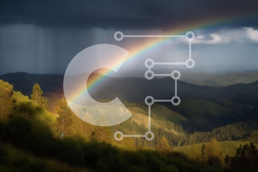 Intra Συλλεκτικό Ξύλινο Παζλ Plywood  4mm - Ουράνιο τόξο πάνω από την οροσειρά με δέντρα σε πρώτο πλάνο Σε Ξύλινο Κουτί - Διαστάσεις: 10x10 cm – 25 κομμάτια